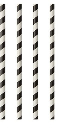 PAPSTAR 1000 Trinkhalme, Papier Pure Ø 6 mm · 20 cm schwarz/Weiss Stripes
