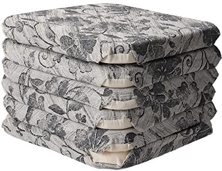 Casatessile Coussin de Chaise Amovible avec ailerons Jacquard Anais - Grigio, Set 6 PIÈCES