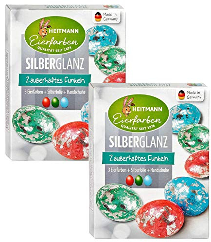 Heitmann Eierfarben Glitzer-Ei - 3 Kaltfarben (2X Silberglanz)