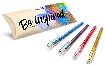 Pentel K110-DCX/DVX/DPX/DXX Dual Metallic Bolígrafo Boli de Tinta de Gel de Dos Colores Metálicos Diferentes de Uso muy Cómodo, Perfecto para Usar en Colegios y Oficinas