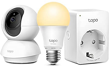 TP-Link - Cámara IP WiFi y Webcam + Bombilla Wi-Fi + WiFi Enchufe Inteligente Mini tamaño para Controlar su Dispositivo Desde Cualquier Lugar