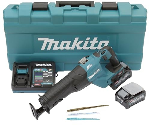 Makita JR001GM201 Sierra de sable inalámbrica 40 V máx. 4 Ah, 2 baterías y cargador en maletín de transporte