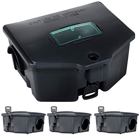 Gardigo Köderbox Ratten & Mäuse – 4er Set, verschließbar mit Sichtfenster | Köderstation für Rattengift, Mäusegift und Mausefallen. Ideal für Haus und Garten. Sicher für Haustiere.