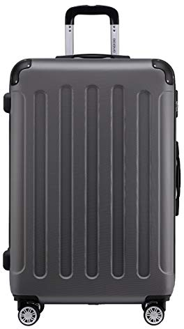 BEIBYE Zwillingsrollen Hardcase Reisekoffer Koffer Trolleys Hartschale in XL-L-M in 14 Farben (Businessgrau, Großer Koffer (76 cm))