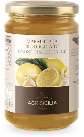 Agrisicilia Marmellata di limone di Siracusa I.G.P. con frutta 100% siciliana e biologica, ideale per colazione e merenda - 360 grammi