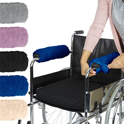 Vive Wheelchair Armrest Pads (2 PCS) - Memory Foam Sheepskin Cushion Accessories for Transport Electric Wheel Chair Arm Rests - for Adults, Seniors, Handicapped - Soft Support for Office Chair