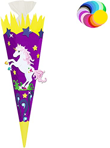 alles-meine.de GmbH Bastelset - Schultüte Farbe & Größe wählbar 70/85 / 100 cm - Einhorn - Farbe frei wählbar - Bastelschultüte - Zuckertüte zum selber Basteln Bemalen Bekl..
