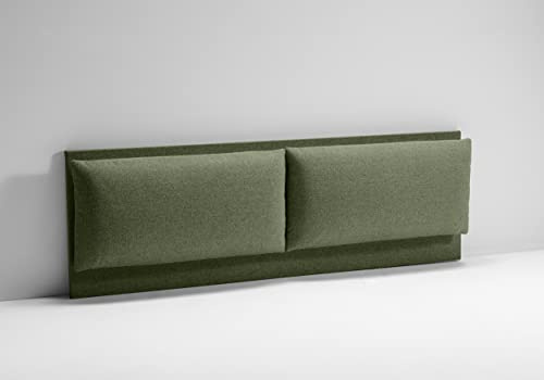 EVERGREENWEB - Testiera Letto Matrimoniale Imbottita Verde Oliva, Elegante Testata Letto a Doppio Cuscino da Parete in Tessuto Liscio Antimacchia, Incluso Kit di Montaggio GRATIS, Interno Puro Legno