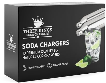 Three Kings CO2 Cartridge Chargers - Non-Threaded Natural Gas Bulb Chargers - Soda Syphon Cartridges - Pack of 100