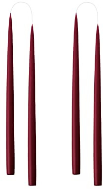 Kunstindustrien® Stabkerzen, Hergestellt in Dänemark, 42 Farben verfügbar, Tafelkerzen, Durchgefärbte Kerzen lange Brenndauer von 15 Std., Kerzen Set Geschenk, 4 Stück, 2,2 x 35 cm (Helles Bordeaux)