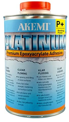 Karl Dahm Platinum Premium Flüssigkleber 1kg transparent I Epoxy Kleber mit hoher Polierfähigkeit für Fliesen, Feinsteinzeug, Natur-& Kunststein–12147