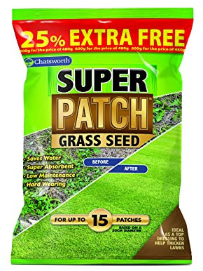 Chatsworth Super Patch, Quick Growing Grass Seed, Ready To Use 600 G, Clear