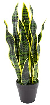 mucplants künstlicher Sansevieria im schwarzen Kunststofftopf 50cm Kunstpflanze Zimmerpflanze
