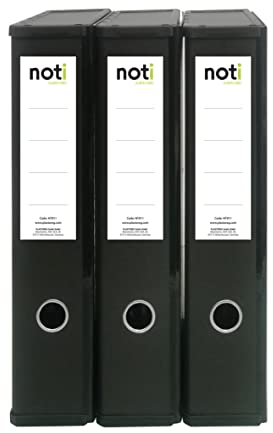 Box File Lock Spring with Ring Pull and Catch, 75mm Spine, Foolscap Black Pack of 3