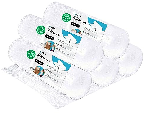 Luftpolsterfolie, recycelte Luftpolsterfolie, Luftpolsterfolie zum Verpacken, Luftpolsterfolie für Umzüge, Verpackungen und Boxen, Luftpolsterfolie für Verpackung, m-office (50 cm x 5 m, 5 Stück)