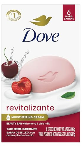 Dove - Revitalizing Soap Cherry Milk and Chia Pack of 6 for Dry Skin Formulated with ¼ Moisture