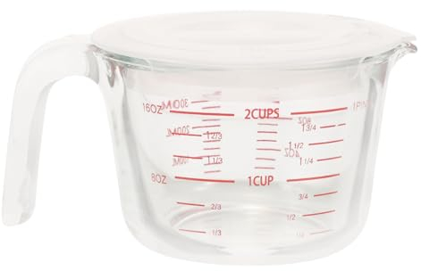 Kichvoe Taza Medidora De Vidrio Escala y Mango Capacidad Para Hornear y Medir Leche Jugos y Cocina