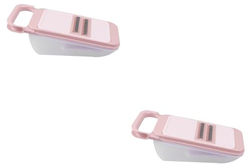 BESTonZON 2pezzi Grattugia Multifunzionale Inossidabile Con Lame Intercambiabili Utensile Da Cucina Per Frutta e Verdura Facile Da Pulire e Riporre Rosa