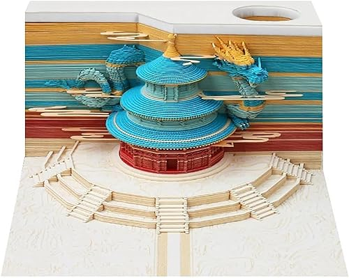 OUSIKA 3D-Kunstkalender 2024, Tischkalender mit LED-Lichtern, Stückkalender, Abreißkalender-Skulptur, 3D-Kalender, 3D-Notizblock, kreativer 3D-Kalender, DIY-Papierschnitzerei, Kunsthandwerk-Notizblock