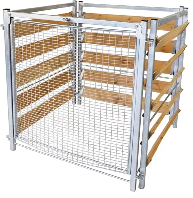 Compostiera da giardino zincato a caldo, compostiera in legno, compostiera in metallo, contenitore compost da giardino, compost – durevole, 106 x 109 x 102 cm