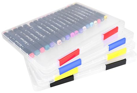 Kokorosa A4 Transparente Aktenbox, 4 Pack Aufbewahrung Datei Boxen A4, Tragbare Aufbewahrungsbox für A4, Kunststoff-Aufbewahrung, Geeignet für Fotomagazine Dokumente Sammelalben