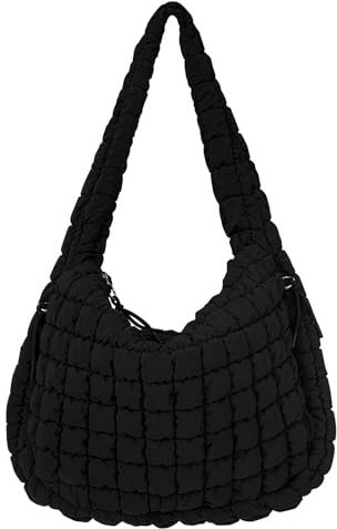 Juoxeepy Gesteppte Tragetasche, groß, Schultertasche, leichte Polsterung, Hobo-Tasche