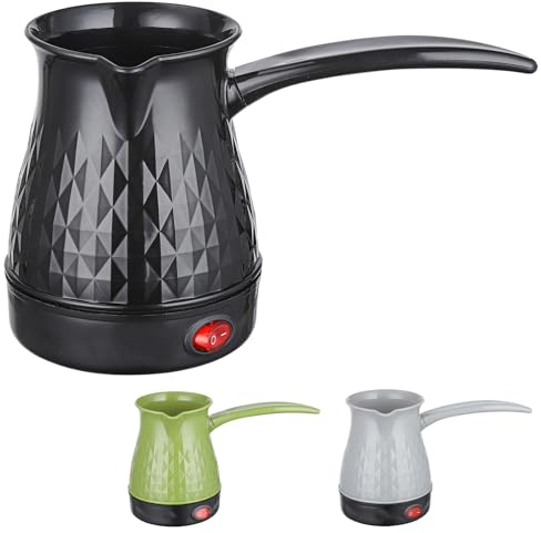 Quick-heating Electric Coffee Pot 500 Ml, Stainless Steel Electric Turkish Coffee Maker, Portable Coffee Pot with Automatic Switch-off Protection And Removable Handle,Black