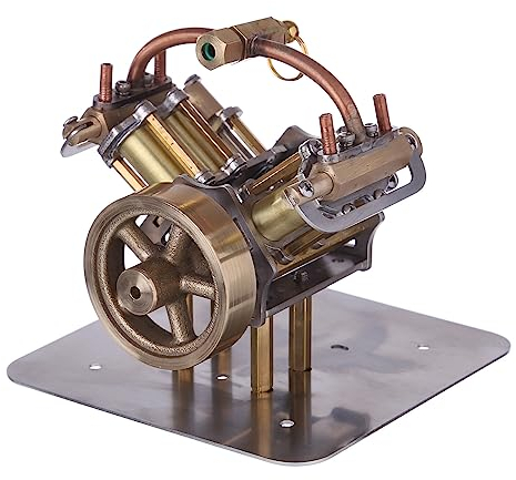 ELEMENTO V4 Dampfmaschine Mini Metall Engine Motor Bausatz, Dampfmaschine für Lernspielzeug Technikbegeisterte((90 x 85 x 70 mm)