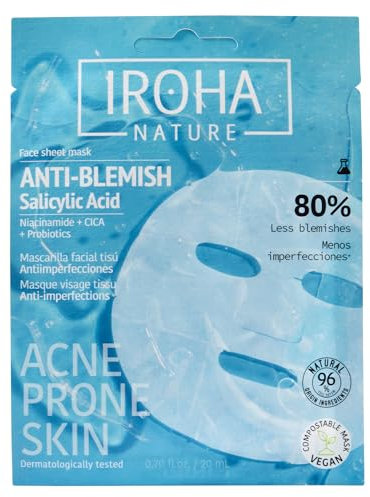 IROHA NATURE - Mascarilla Anti-Imperfecciones | Cosmética Coreana Seborreguladora | Con Ácido Salicílico, Niacinamida y Cica | Para Piel Mixta a Grasa | Previene y reduce los granos