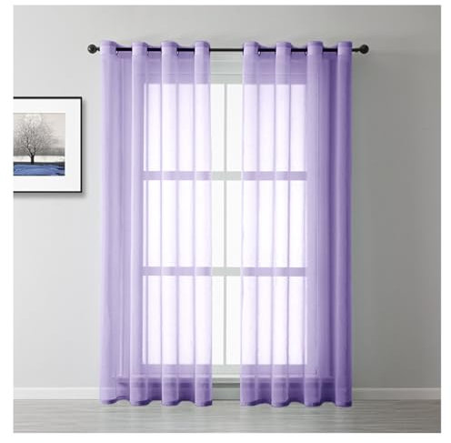 SMTCM Voile Vorhang 5 * 3m Generisch Transluzente Atmungsaktive Fertiggardine Tüll Vorhangstoff mit Ösen für Schienensystem Lange/Kurze Optik Gardinen für Wohnen Schlafzimmer Bistro Dekoschal(Lila)