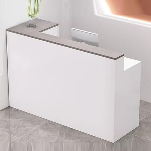 Moderner Empfangstresen mit Schubladen für Büro/Schönheitssalon/Lobby, Rezeptionstheke für den Einzelhandel (Grau, L 120 x 45 x 100 cm)