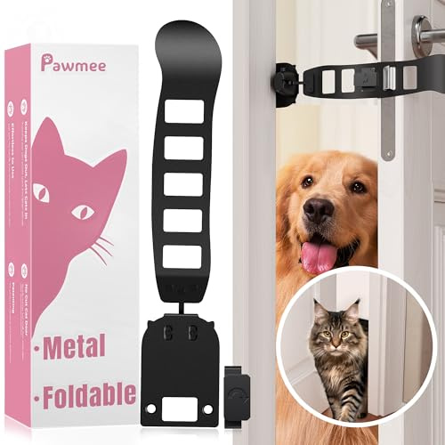 Pawmee Verstellbarer Katzentürriege, Katze Tür Klammer Riegel, Viilich Verstellbarer Türgurt Door Latch Cat, Halten Sie den Hund von der Katzentoilette fern, lässt Katzen rein und hält Hunde draußen