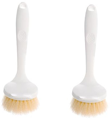 FRCOLOR 2piezas Cepillo De Limpieza Para Cocina Mango Herramienta Multiusos Para Fregar Platos Ollas y Fregaderos Para Uso Doméstico y Restaurantes Blanco