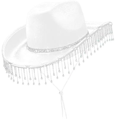kowaku Cowboyhut für Damen, modisch, für Damen und Herren, breite Krempe, leicht, Sonnenhut, Weiß