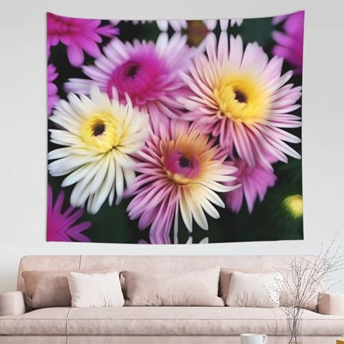 POEZJZW Tapiz persa de crisantemo para colgar en la pared, 152 x 130 cm, para dormitorio, playa, picnic, decoración interior