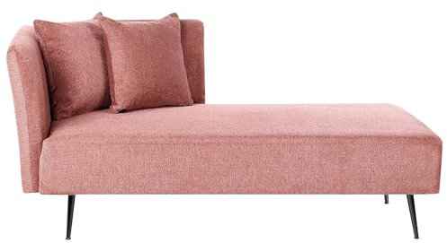 Beliani Chaiselongue Stoff rot linksseitig mit Kissen Lehne Metallgestell modern Riom