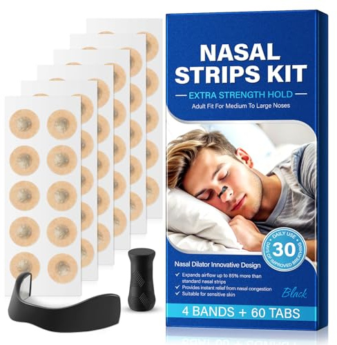 Magnetic Nose Strip 60 Pcs, Magnetic Nasal Strips, 1 Month Supply, Anti Snore & Boost Oxygen, Improve Sleep Quality and Relief Congestion Nasal, Comfortable Breathing Aid for Men & Women