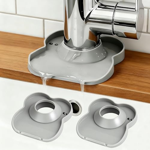 Silicone Faucet Mat for Kitchen Tap Compact Sink Splash Guard Protectors Behind Draining,Grey 2PCS