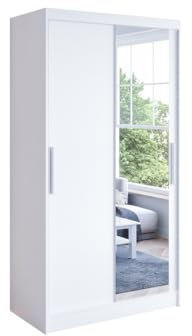 Armoire à portes coulissantes avec miroir Blanc 100 x 200 x 58 cm