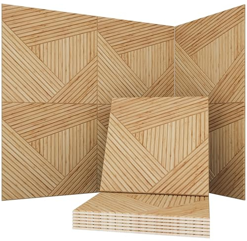 Soon Global Acoustical Wall Panels, 6-Piece 23.62 X 23.62 Inches Art Acoustic Panels, Decorative Acoustic Panels, Acoustic Wall Panels, Sound Absorbing Wall Art, Timber Spiral