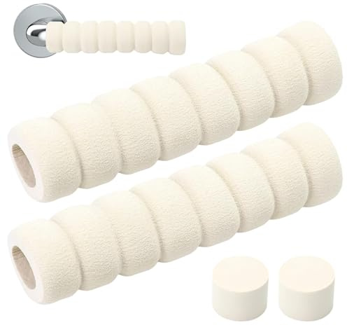 2 Stück Türklinkenpuffer,Türgriff-Schutz,Wandschutz Türklinke,Schaumstoff Griff-Abdeckungen,Türklinken Stopper Antistatische,Türklinkenpuffer Stopper Elastic ChutzhüLle Sicherheits Türgriffe (Beige)