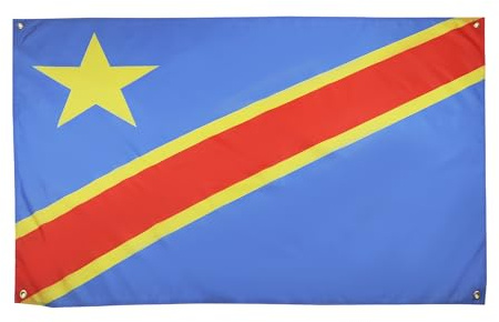 AZ FLAG Bandiera Repubblica Democratica del Congo 150x90 cm 4 Occhielli | Uso interno bandiera decorativa congolese doppie cuciture e bordi rinforzati con occhielli metallici poliestere leggero