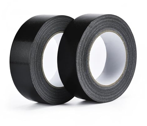 QINGHEC 2 Rollen Panzertape Schwarz, Schwarzes Gafferband 27.4m x 25mm, Wasserdichtes Panzerband, Extra Starkes Gewebeband Klebeband für Reparaturen, Schattierung, Handwerk, Innen und Außenbereich