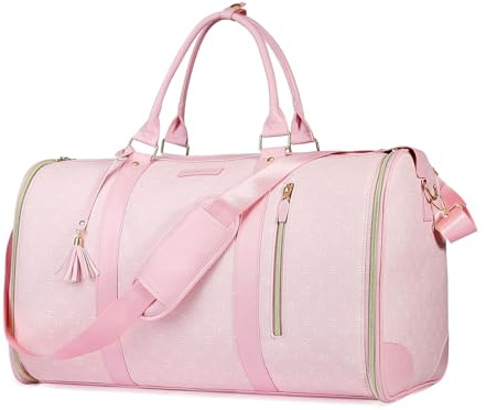 CSUNNUFA Bolsa porta ropa de viaje convertible 50L, 2 en 1 bolsa con bolsa para zapatos impermeable y sistema antiarrugas para hombre y mujer – Ideal para viajes de negocios y vacaciones, Rosa, 5 cm x