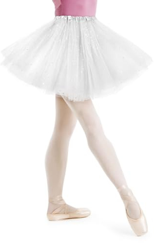 AYBUY Gonna Tutu Donne, Gonna Tutu in Tulle Donna, tutù di Danza Classica per Adulti, Adatto per Halloween, Balli in Costume, Feste Festive, Bianco - Paillettes a Stella