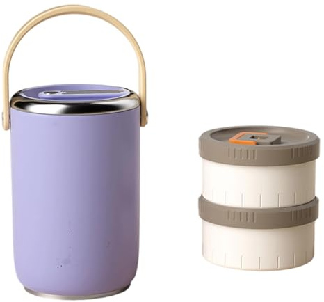 THINCAN Tarros de comida aislados al vacío de acero inoxidable con pila de latas de fugas Bentos fiambrera para oficinas al aire libre de acero inoxidable envases de almuerzo al vacío