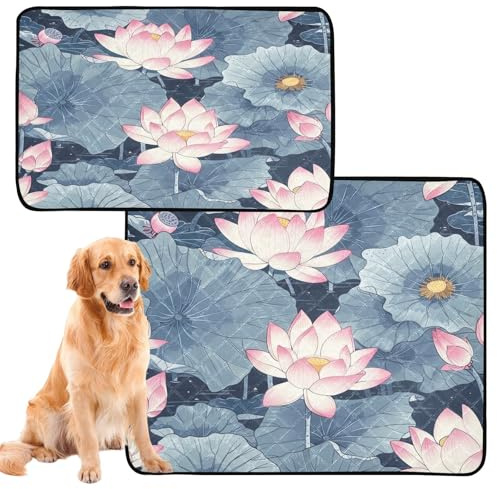 Hundematte für den Innenbereich, waschbar, rutschfeste Matte für Hunde, für draußen, 61 x 91,4 cm + 91,4 x 106,7 cm, chinesischer Stil, Blume, 2 Stück