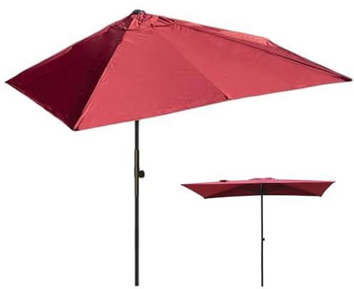 Ombrellone da giardino e balcone, rettangolare, 2,4 x 1,2 m, regolabile in altezza, parasole portatile, design salvaspazio per uso a parete