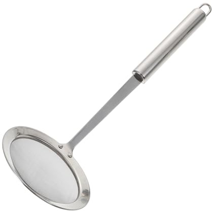 VICASKY Colino a Rete 10 Cm in Acciaio 304 Manico Lungo, Skimmer Cucina Per Filtrare Grasso e Alimenti, Filtro a Maglie Fine Resistente Alla Ruggine, Lavabile in Lavastoviglie Per Uso Domestico