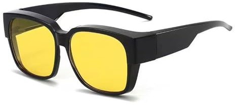 DqiUnaX Nachtsichtbrille, Nachtfahrbrille Für Autofahrer, Polarisiertes UV-Schutz Gläser, Reduziert Blendung Bei Nachtfahrten, Ideal Für Damen Und Herren, Überbrille Für Brillenträger